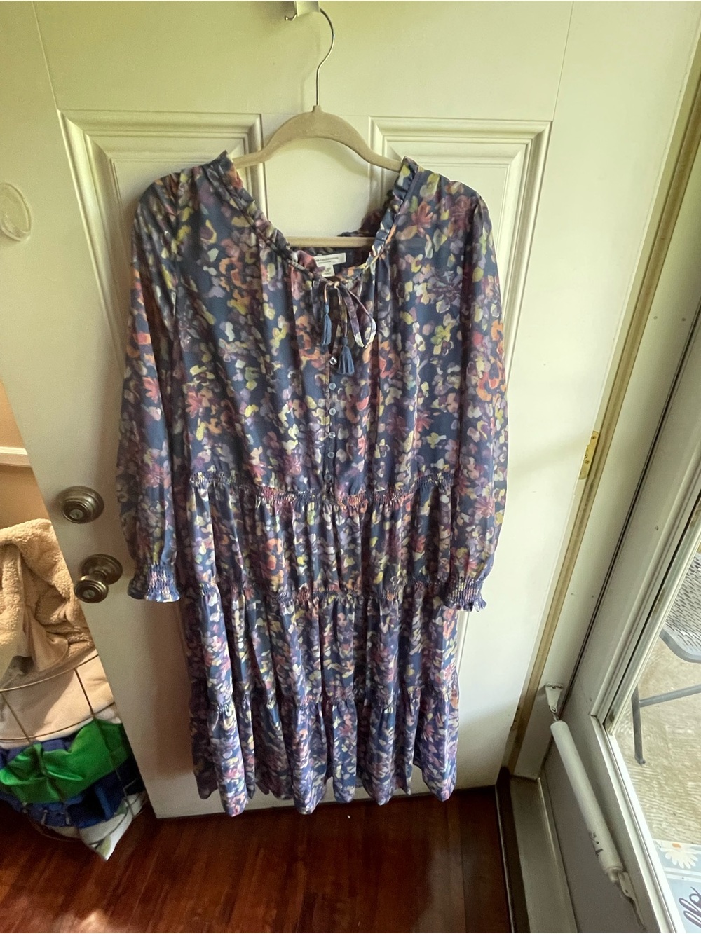 beachlunchlounge  Floral Tiered Tie-Neck Maxi Dress